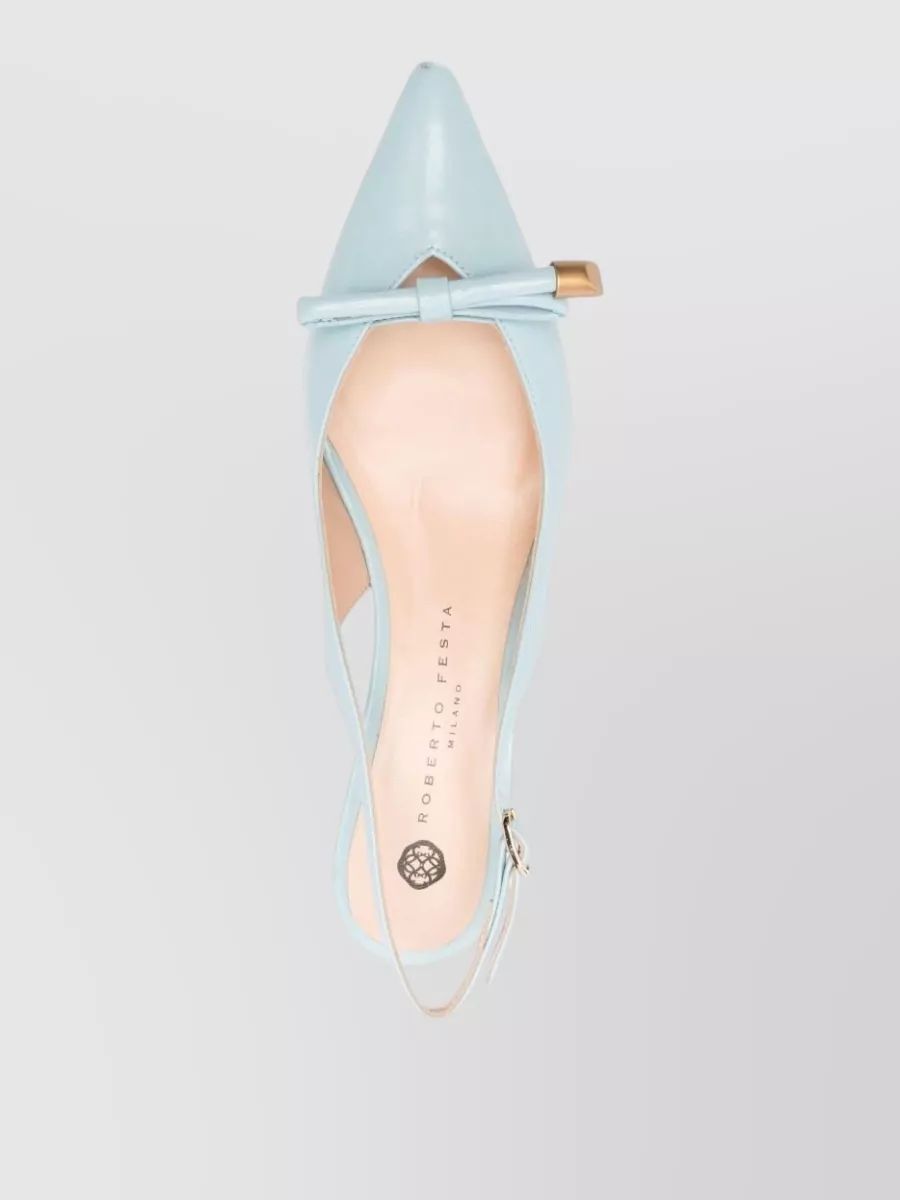 Roberto Festa Leather Bow Slingback Pumps