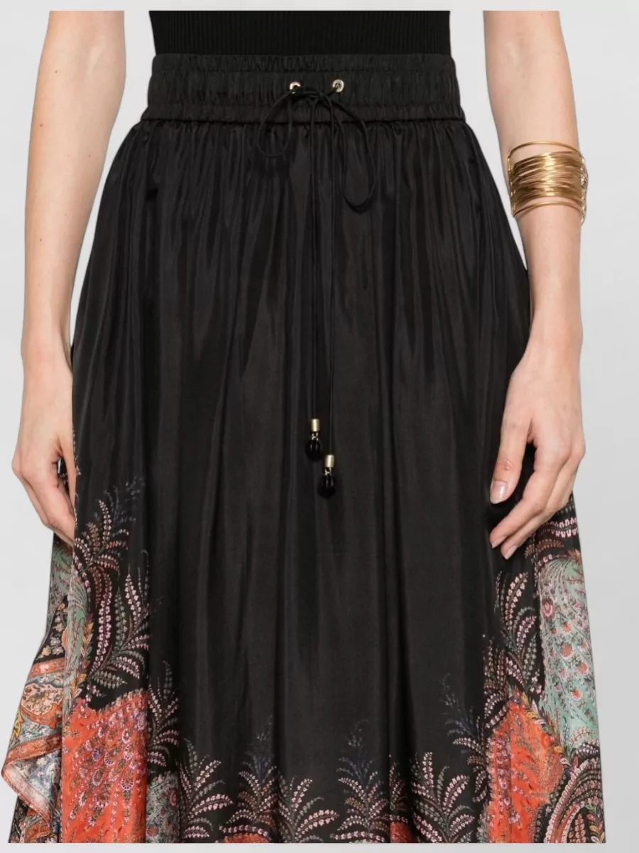 Zimmermann Silk Printed Ruffled Maxi Skirt