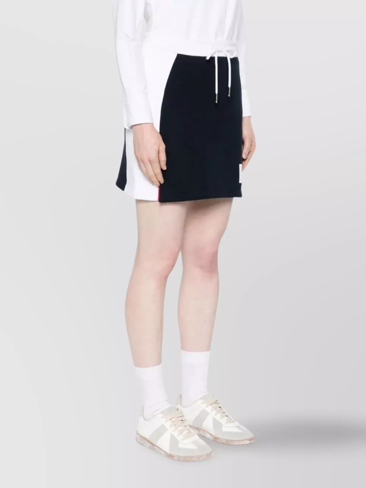 Thom Browne Blocked 4 Bar Mini Skirt With Side Slits
