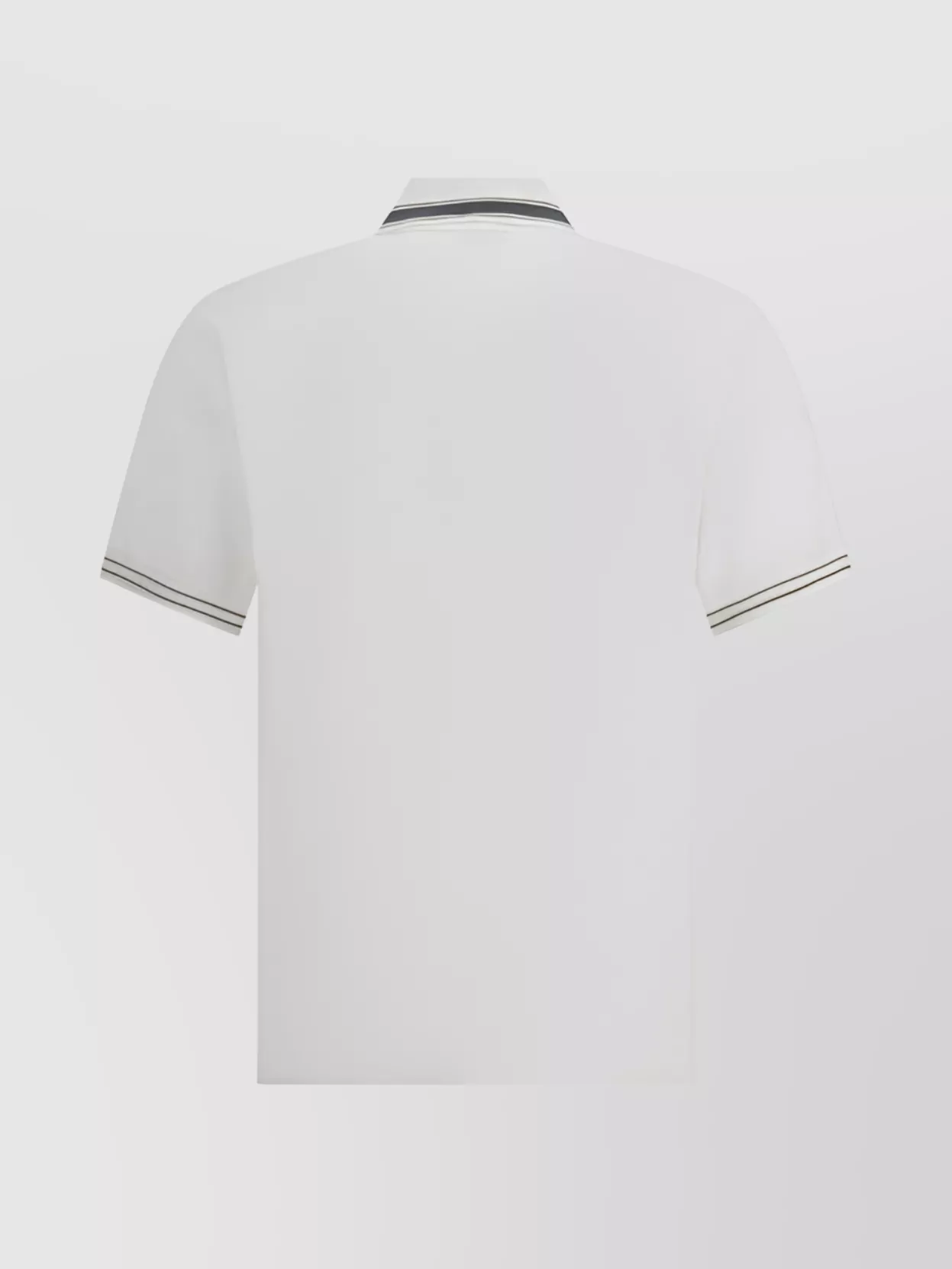 Ferragamo Striped Collar Cotton Polo Shirt In White