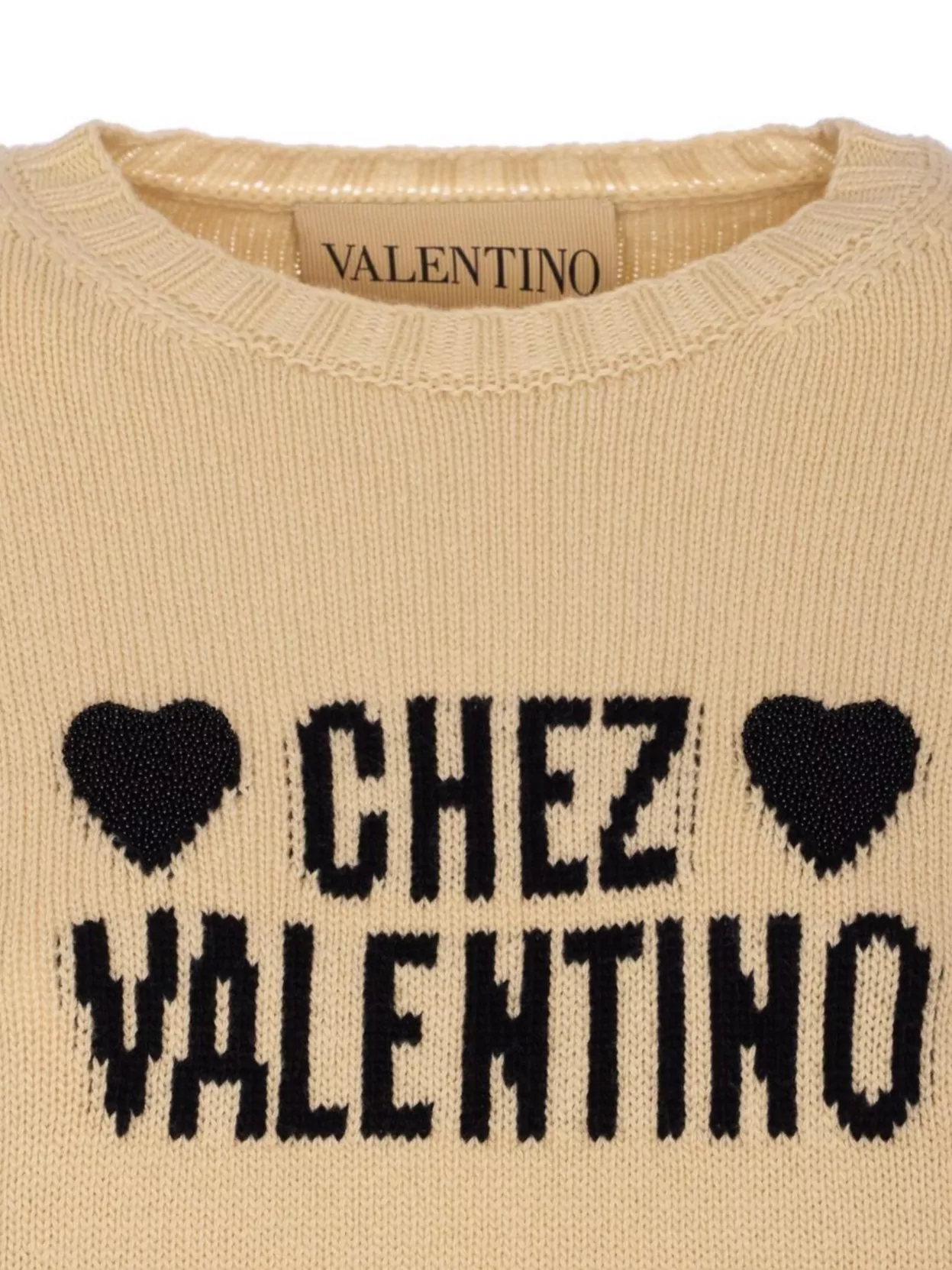Valentino Graphic Print Long Sleeve Crew Neck Knitwear In Brown