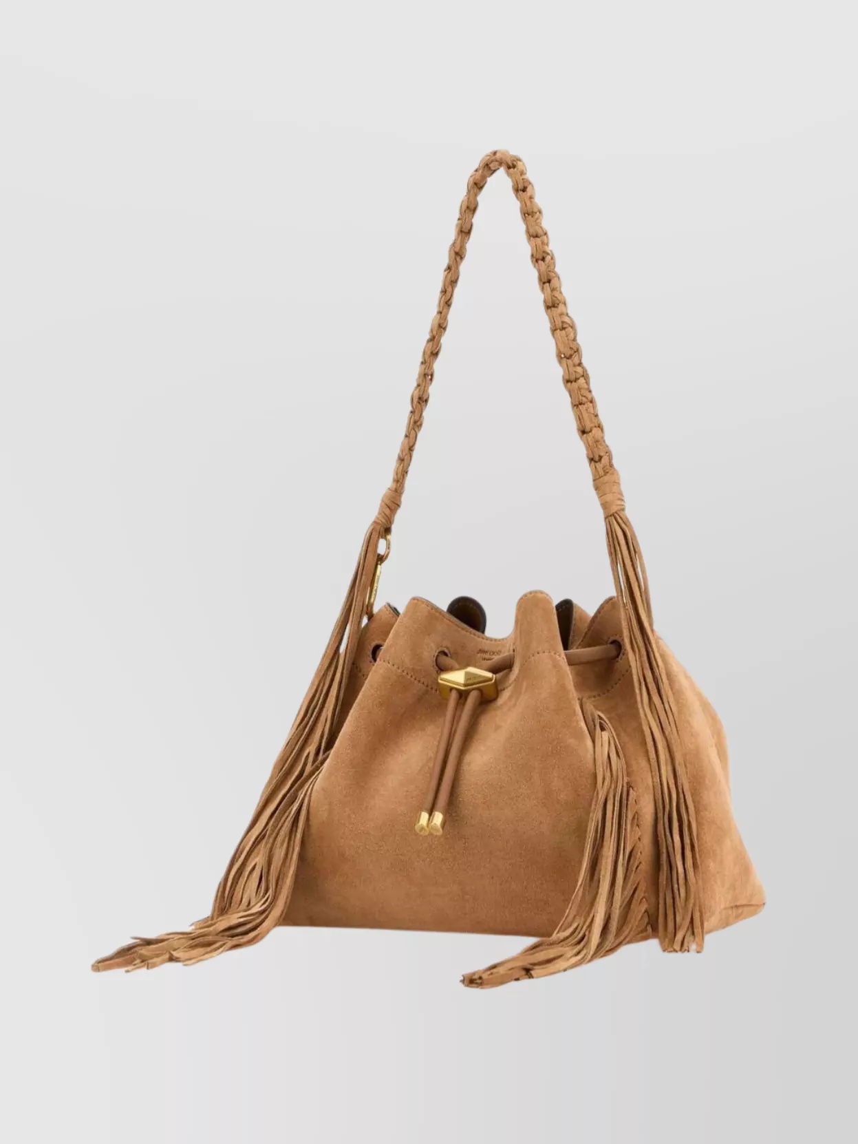 Jimmy Choo Suede Crossbody Bag Featuring Braided Handle In Brown