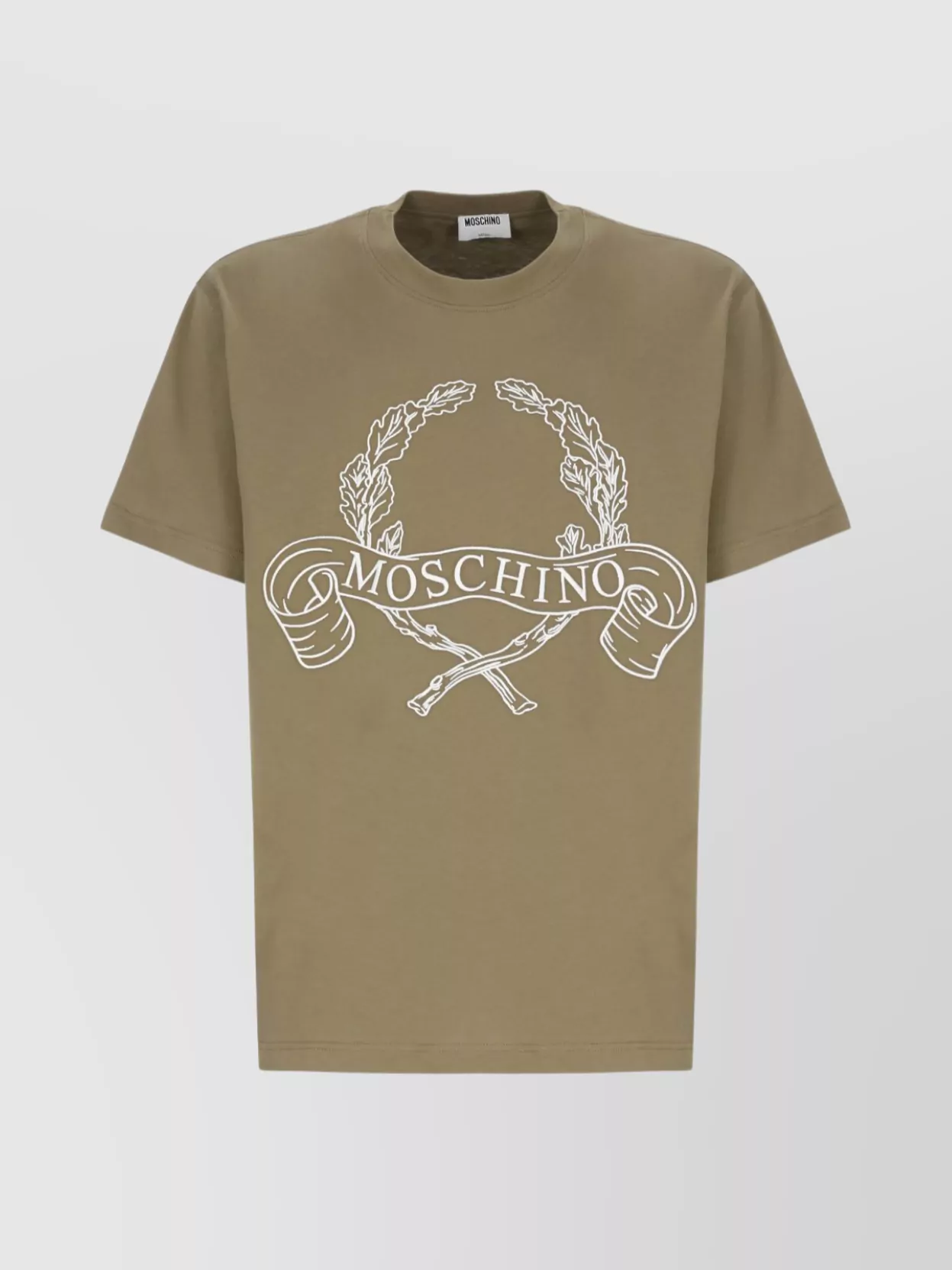 Moschino Crewneck Logoed Embroidery Graphic Print T-shirt In Brown
