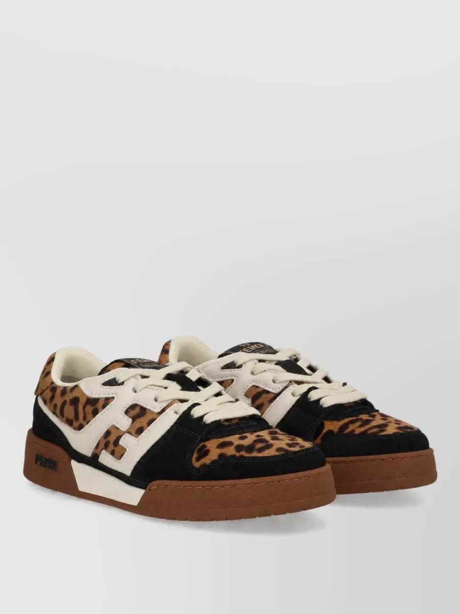 Fendi Match Sneaker Leopard Print Suede Leather