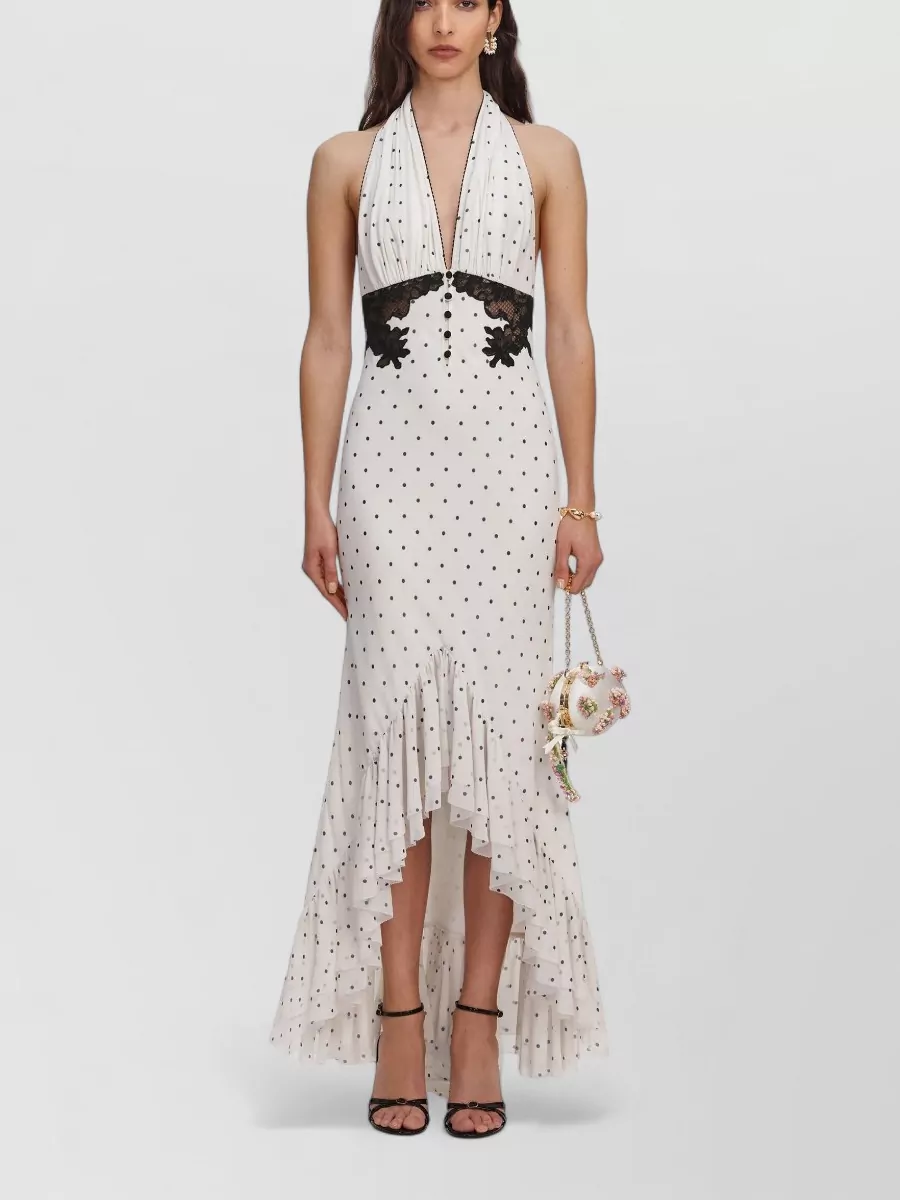 Self-Portrait Polka-dot halterneck maxi dress