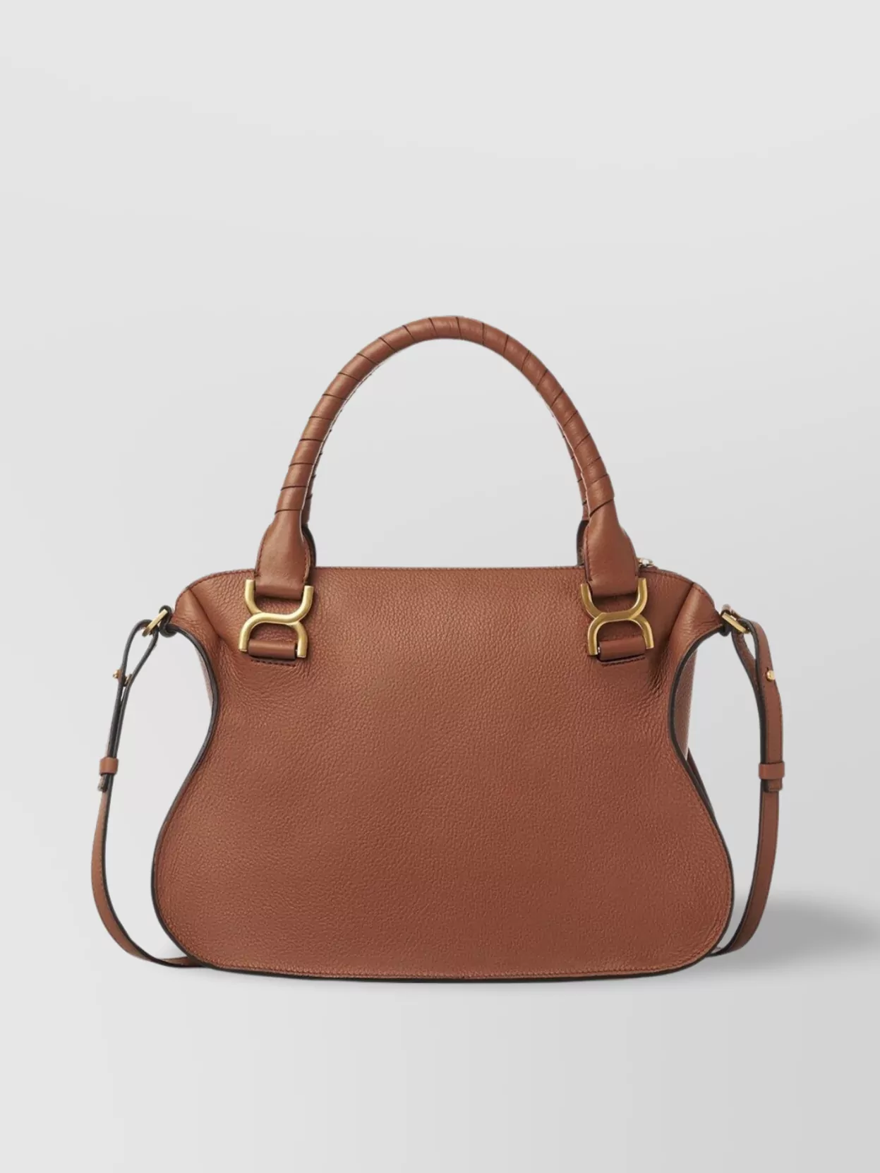 Shop Chloé Marcie Medium Leather Bag With Flap And Tassel In Brown