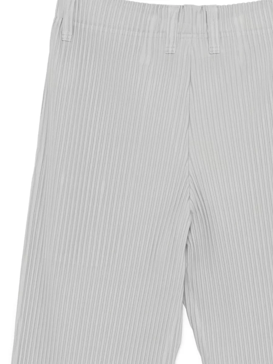 Homme Plisse Issey Miyake Pleated Vertical Stripe Trousers Belt Loops