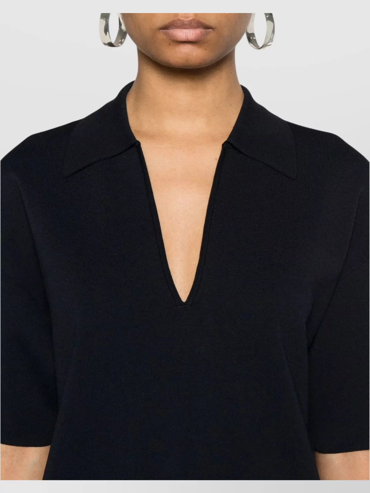 P.a.r.o.s.h Mini T-shirt Dress V-neck Collar Detail In Black