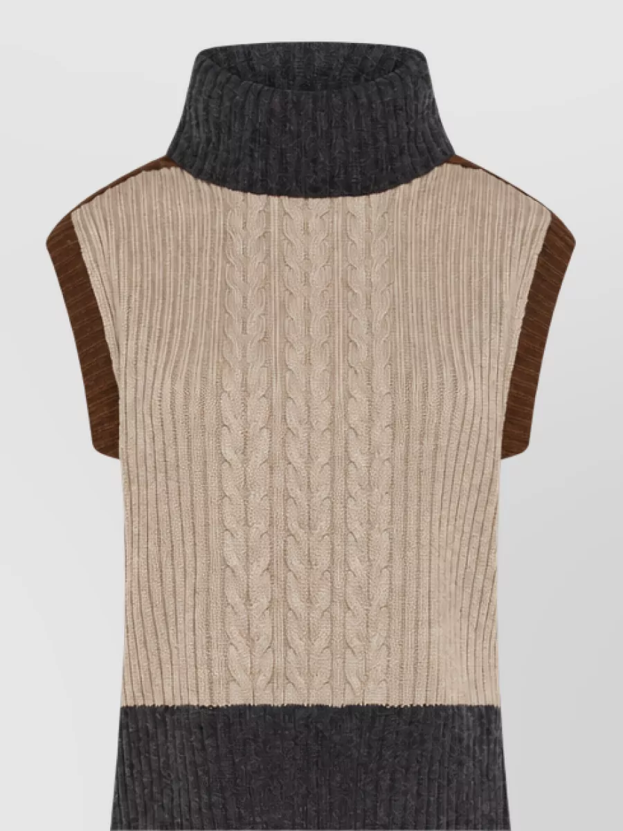 Seventy Venezia cable-knit ribbed wool-blend sleeveless jumper