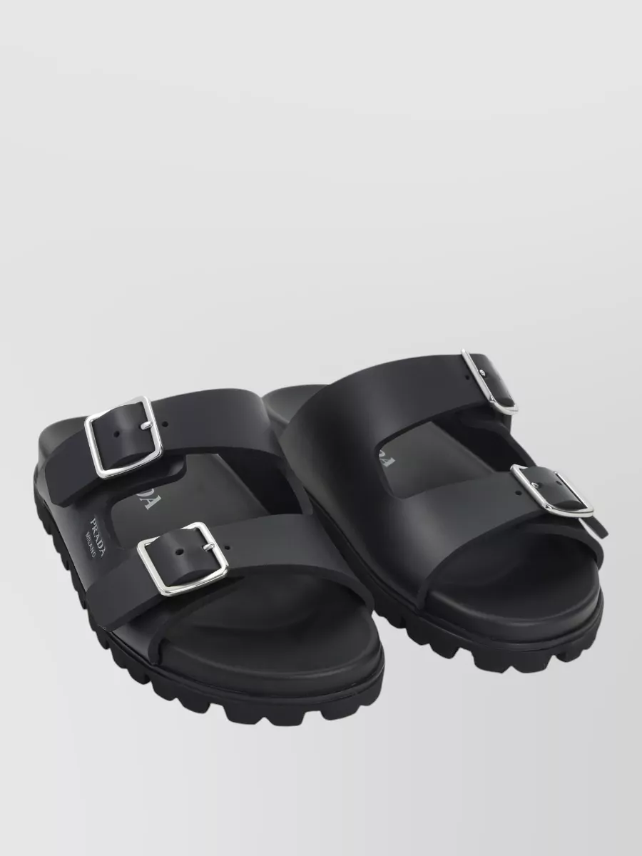 Prada Flat Sole Open Toe Leather Sandals