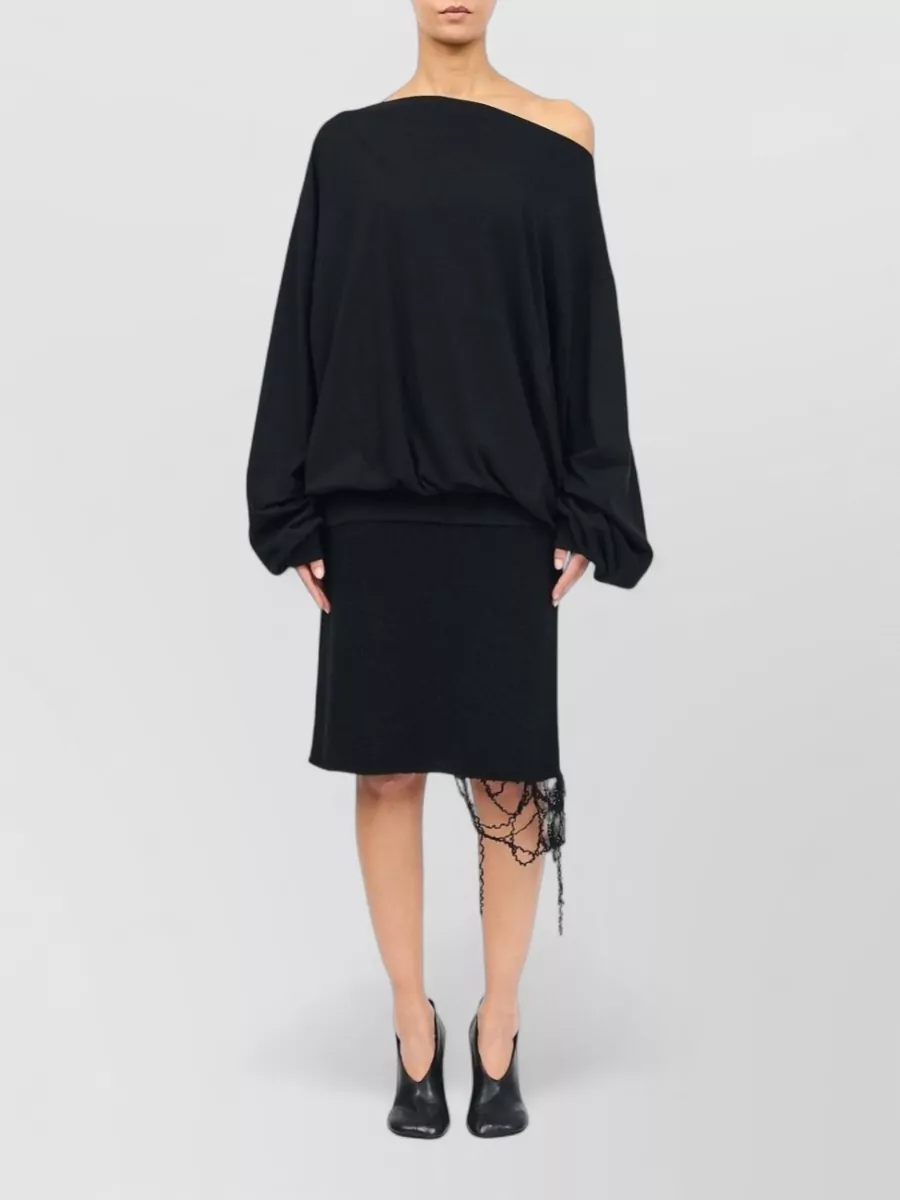 Mm6 Maison Margiela Cotton Oversized Asymmetric Off-Shoulder Long-Sleeve Sweatshirt