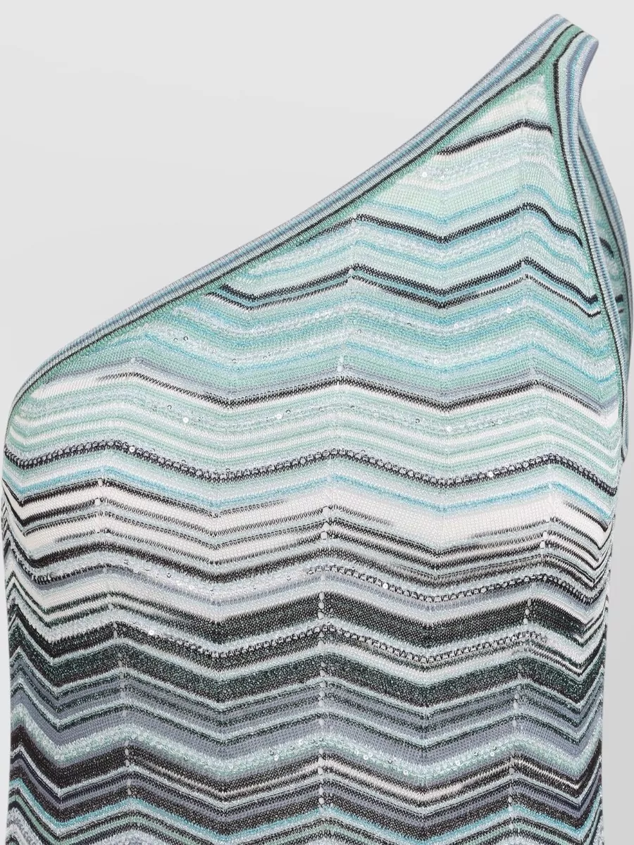 Missoni One Shoulder Maxi Dress Chevron Pattern