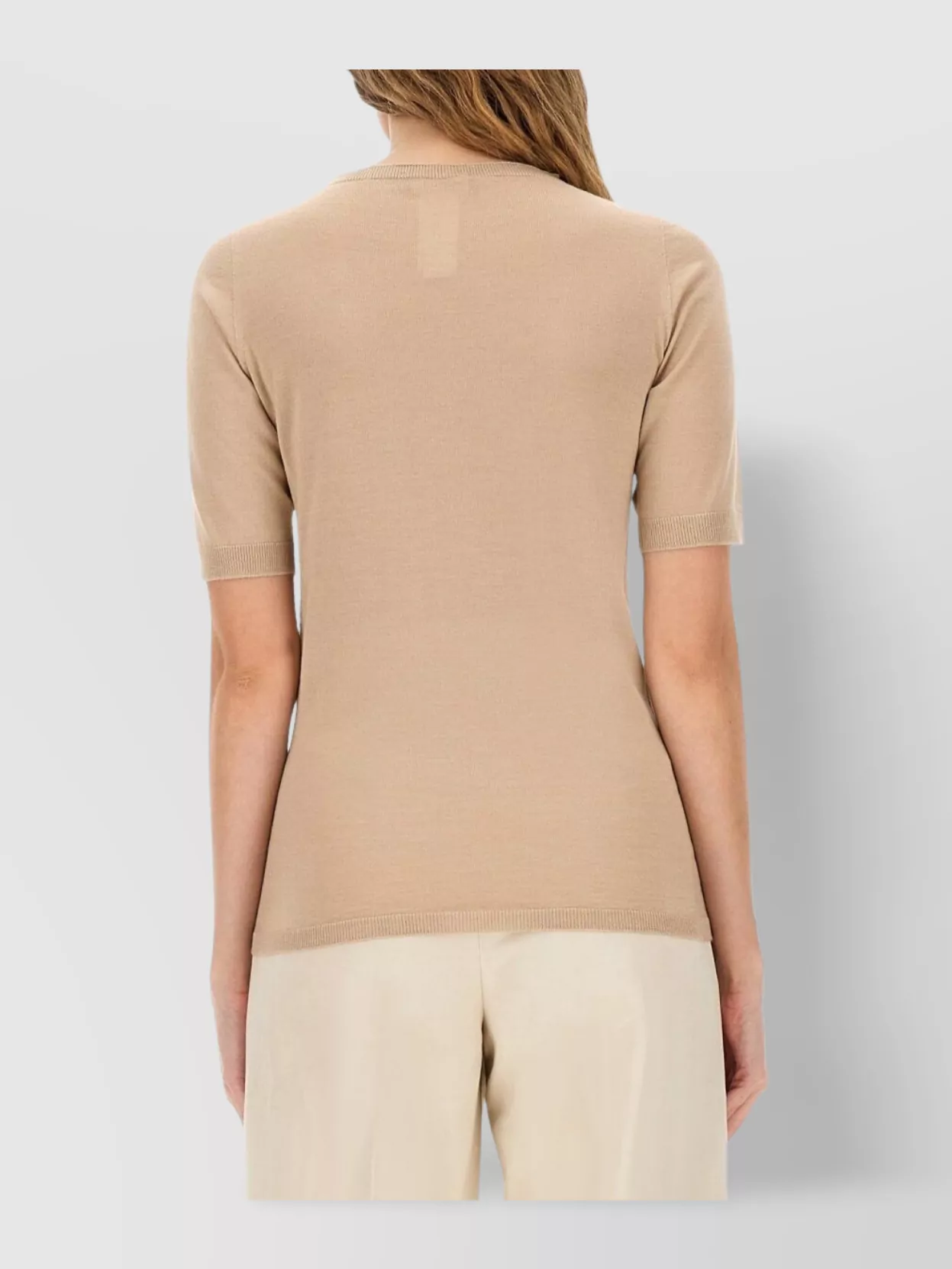 Fabiana Filippi Lightweight Short Sleeve Round Neck Top In Brown