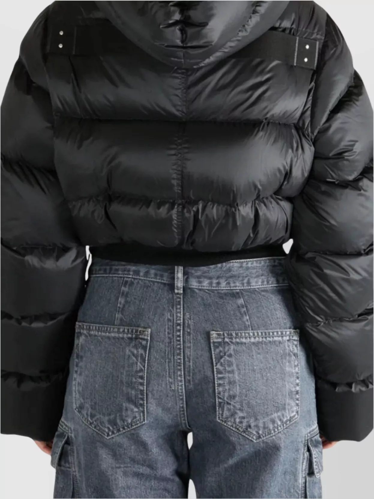 Rick Owens Hooded Quilted Down Jacket With Elastic Hem In Black