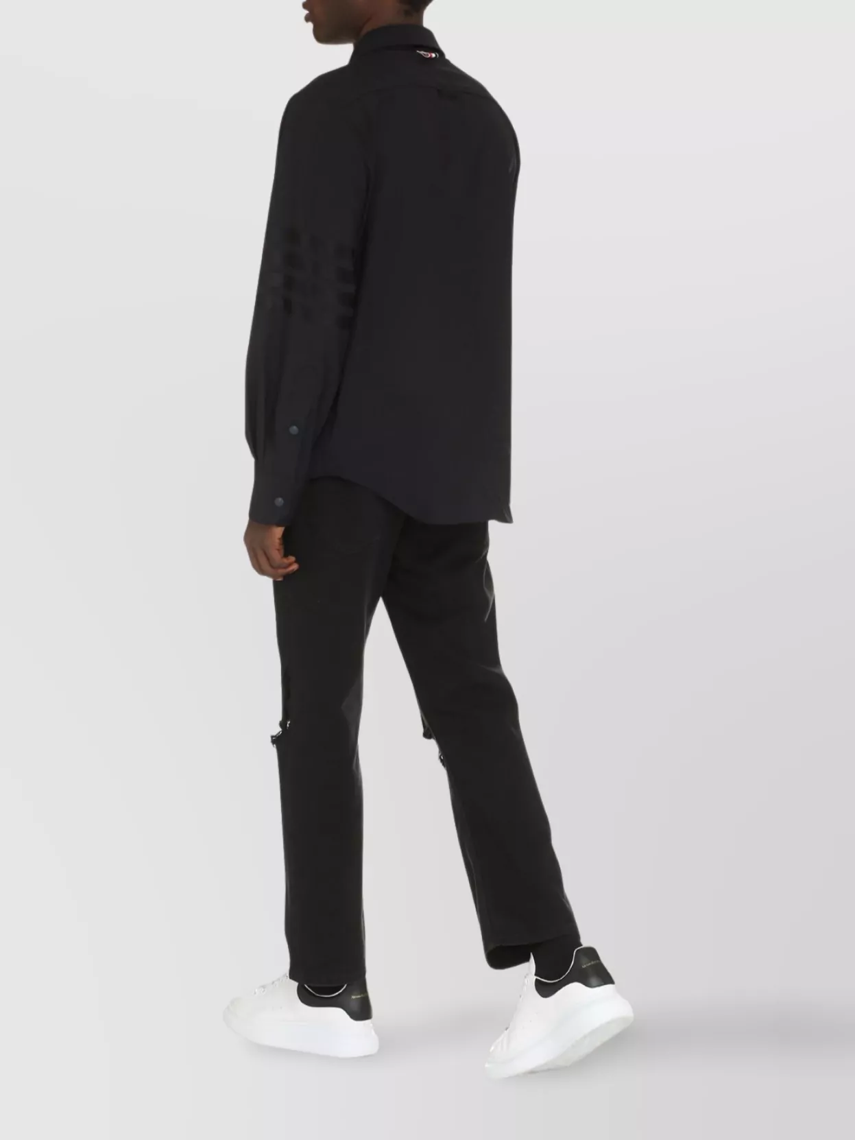 Thom Browne Wool Overshirt With Chest Pocket And Rounded Hem