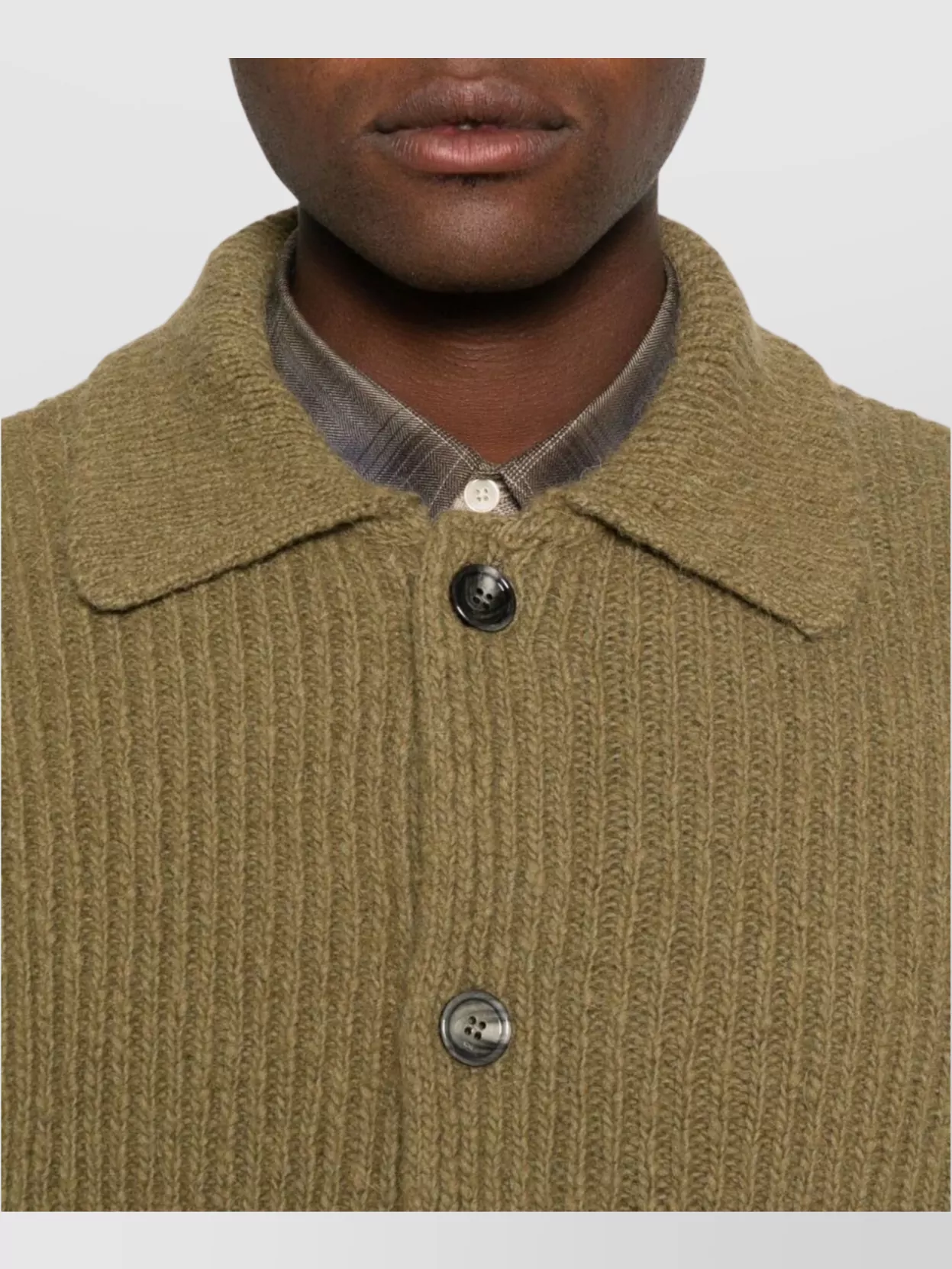 Ami Paris Collared Crewneck Sweater Ribbed Texture