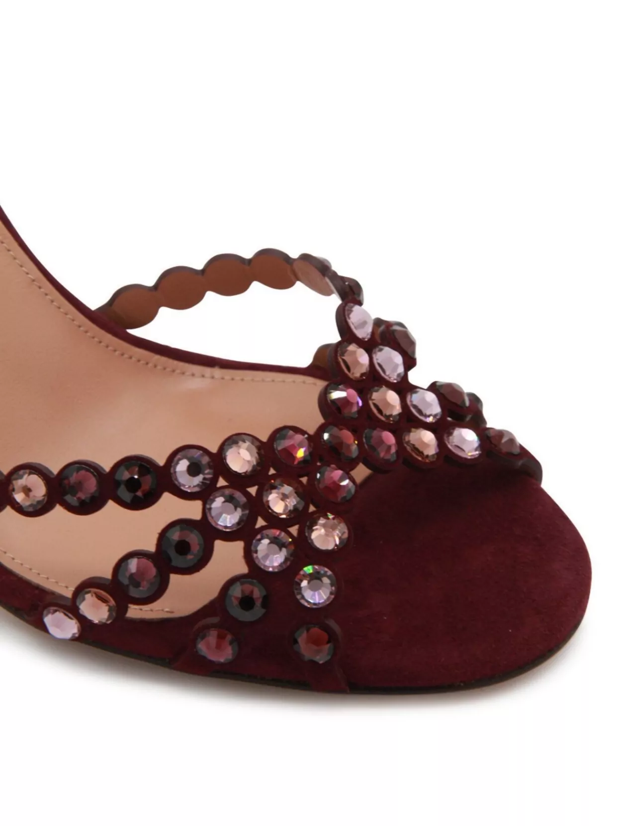 Aquazzura Heel Embellished Sandals Scalloped Edges