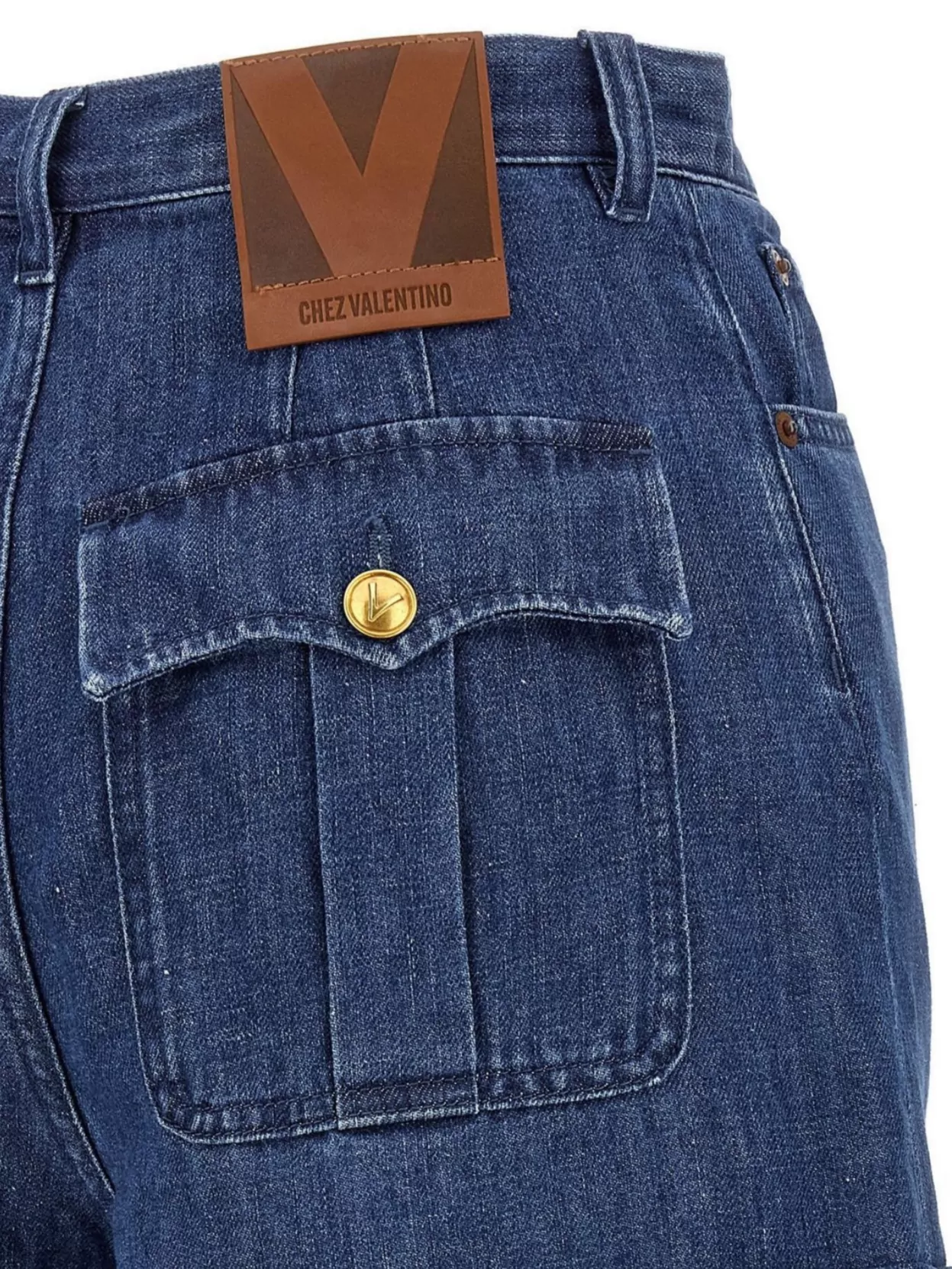 Valentino Denim Shorts With Back Pockets And Belt Loops