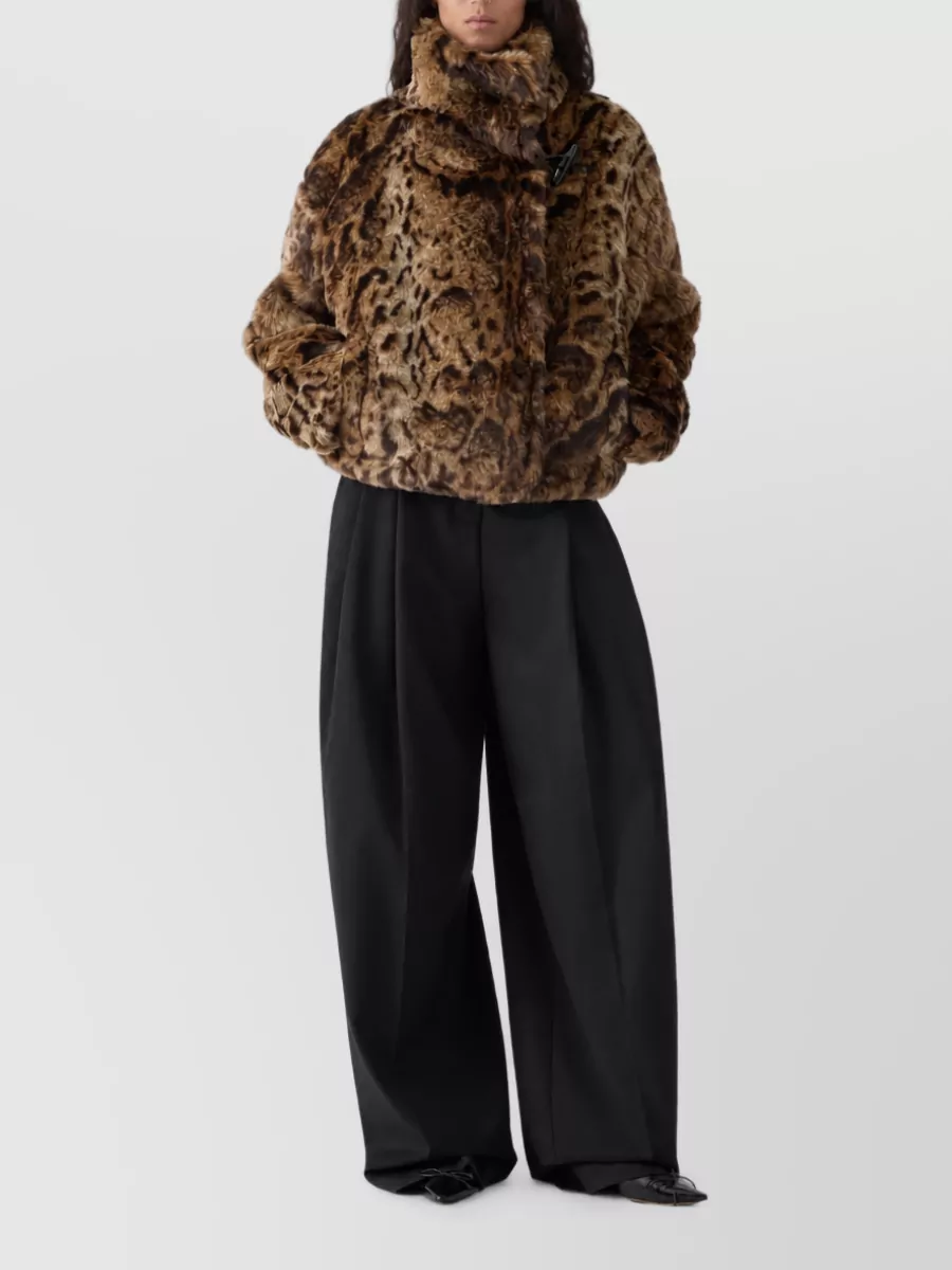 Jacquemus Leopard Faux Fur Cropped Jacket