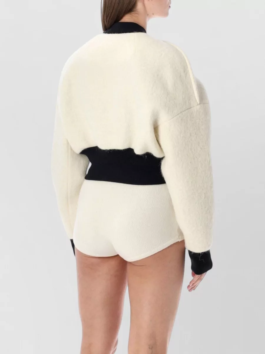 The Frankie Shop Wool Cropped Bomber Jacket