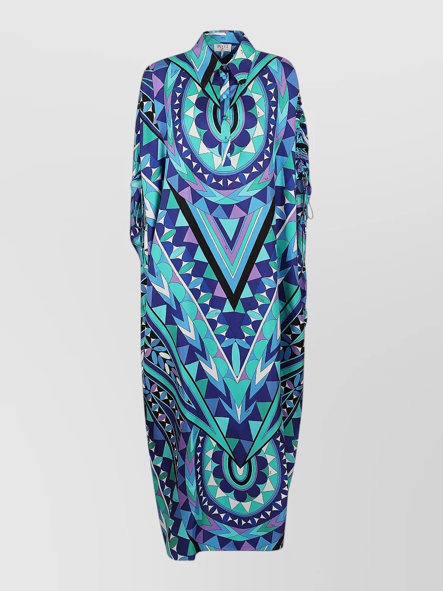 Pucci silk draped midi kaftan dress