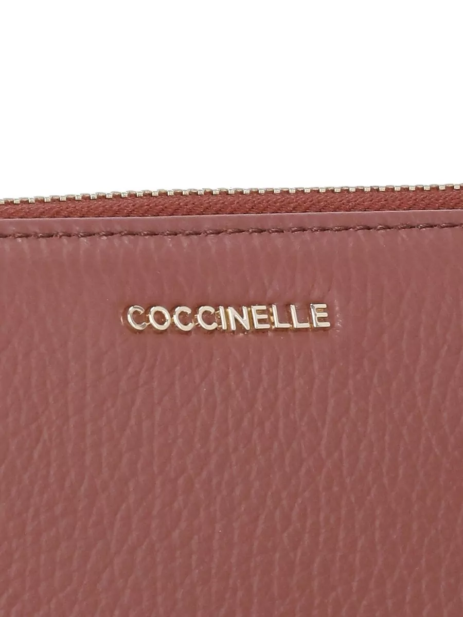 Coccinelle Pebbled Leather Compact Folding Zip Wallet