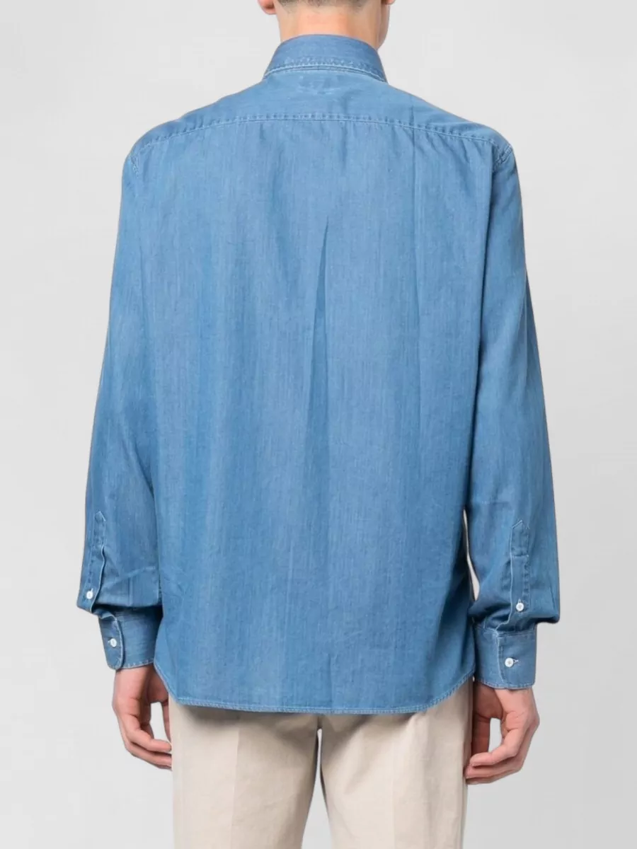 Brunello Cucinelli Cotton Denim Shirt Button Down Collar