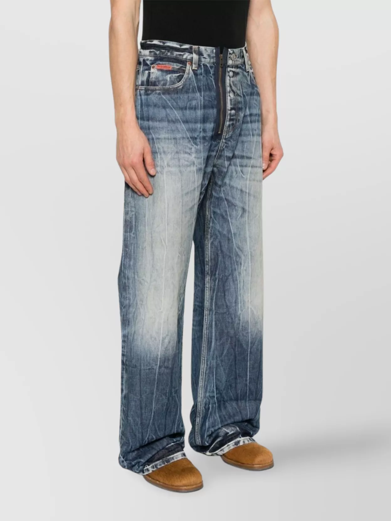 Martine Rose Wide Leg Distressed Jeans