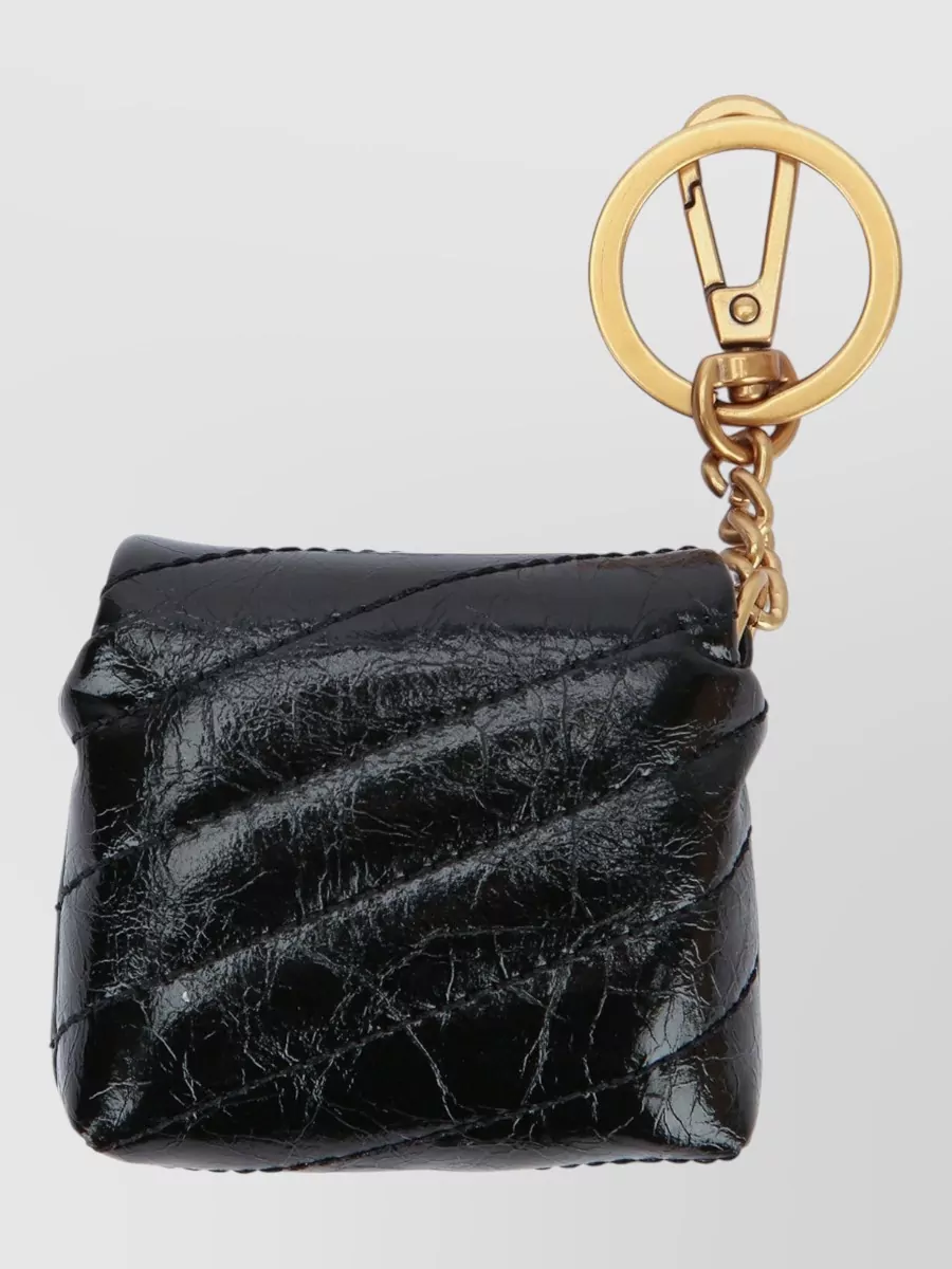 Pinko leather quilted airpods case keychain