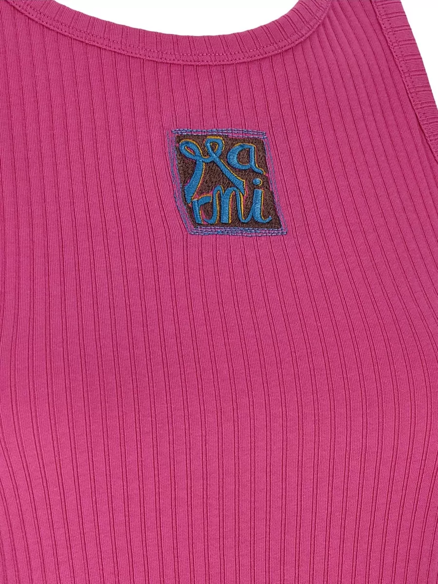 Marni Logo Patch Ribbed Crew Neck Tank