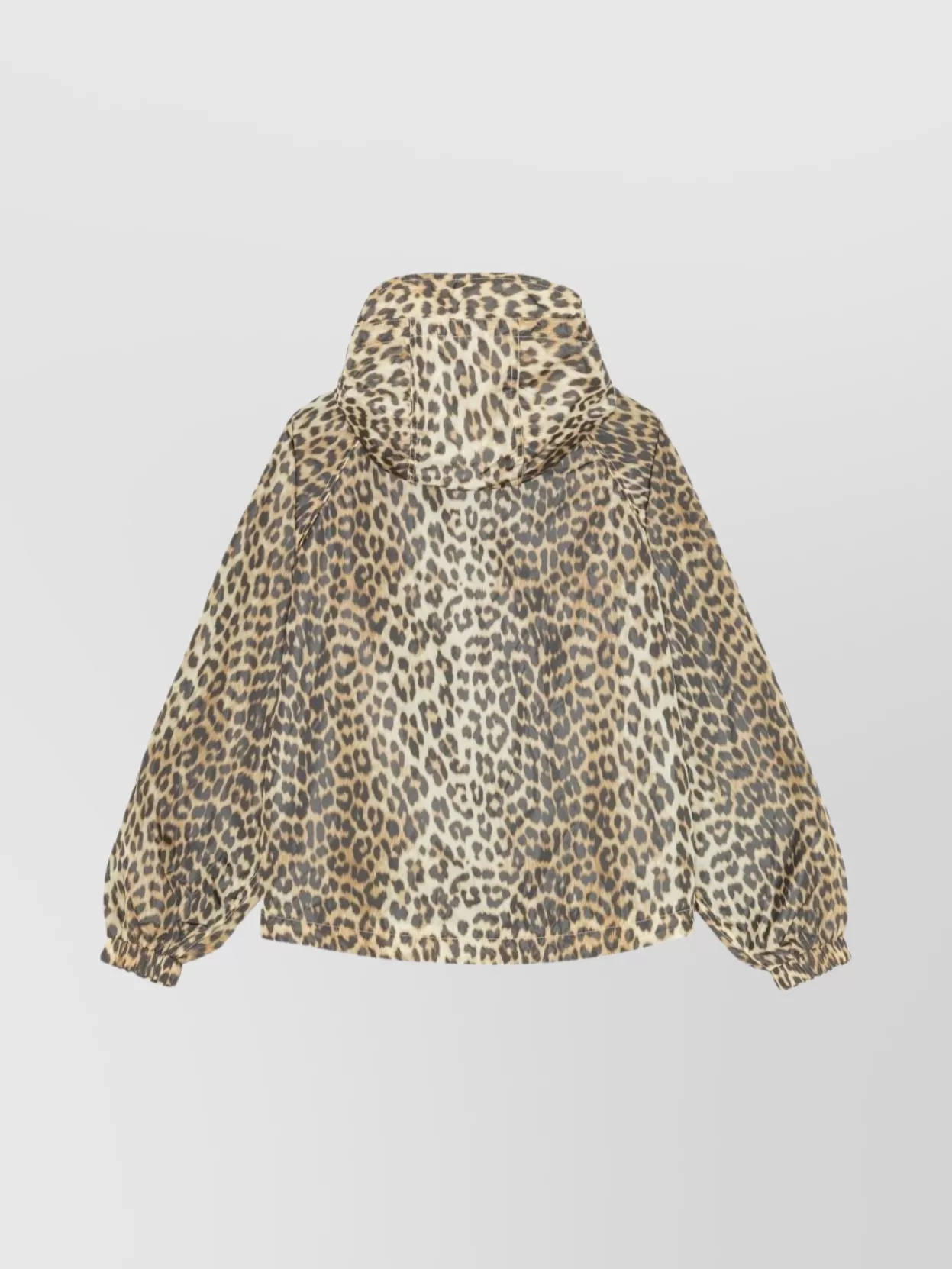Ganni Nylon Leopard-Print Hooded Jacket