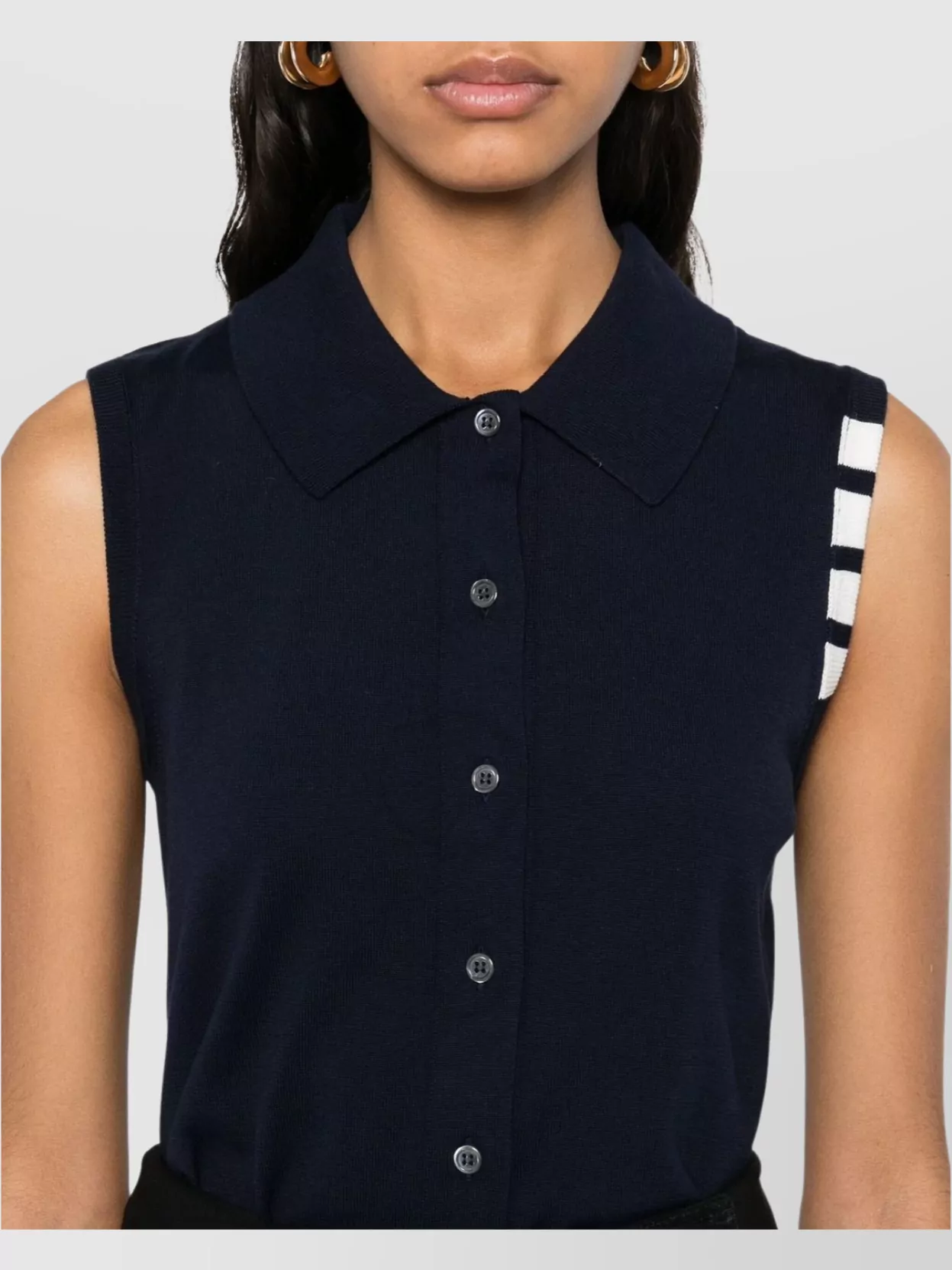 Thom Browne Sleeveless Cotton Vest With Striped Detail