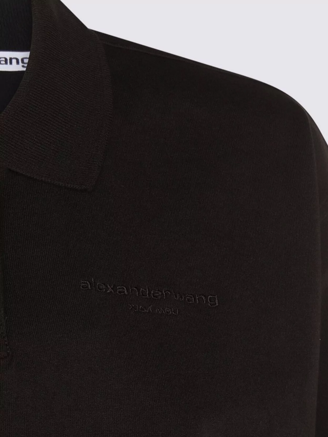 Alexander Wang Short Sleeved Cropped Polo T-shirt In Black