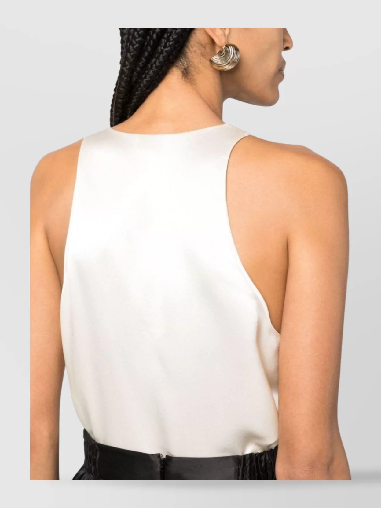 Saint Laurent Silk Satin Crepe Scoop Neck Tank