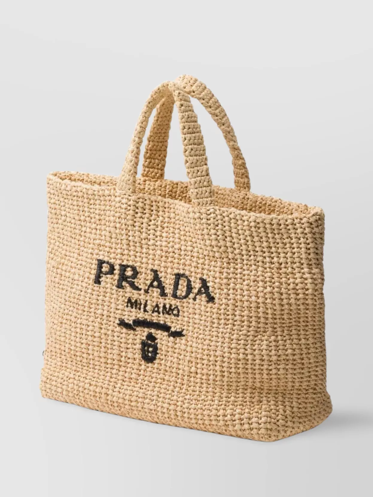 Prada Womens Neutral Logo-embroidered Crochet Tote Bag In Brown