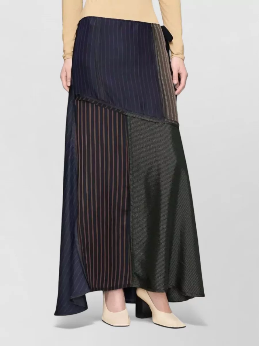 Maison Margiela Patchwork Pinstripe A-Line Wrap Skirt