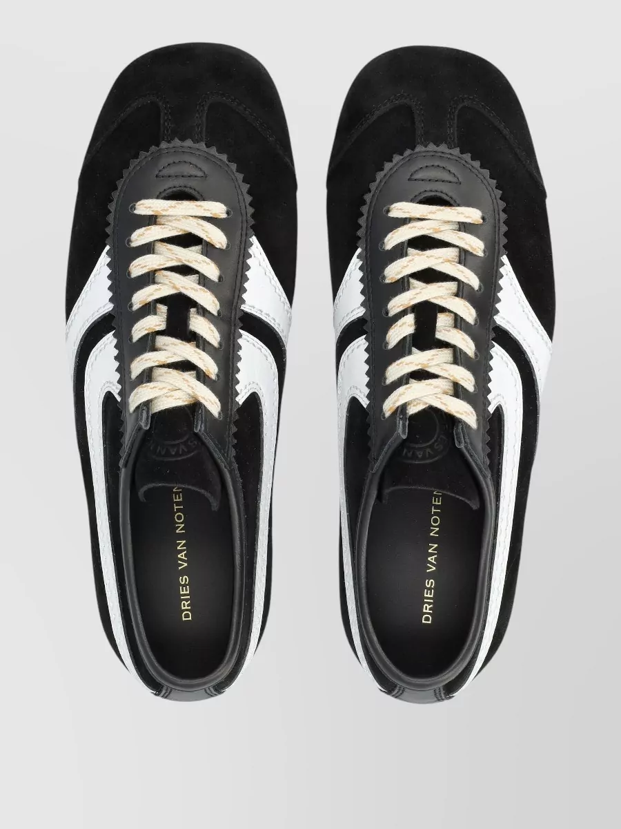 Dries Van Noten Sneakers Contrast Stitching Low Top Rubber Sole