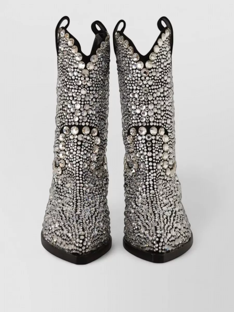 Dolce&Gabbana crystal-embellished suede leather cowboy boots