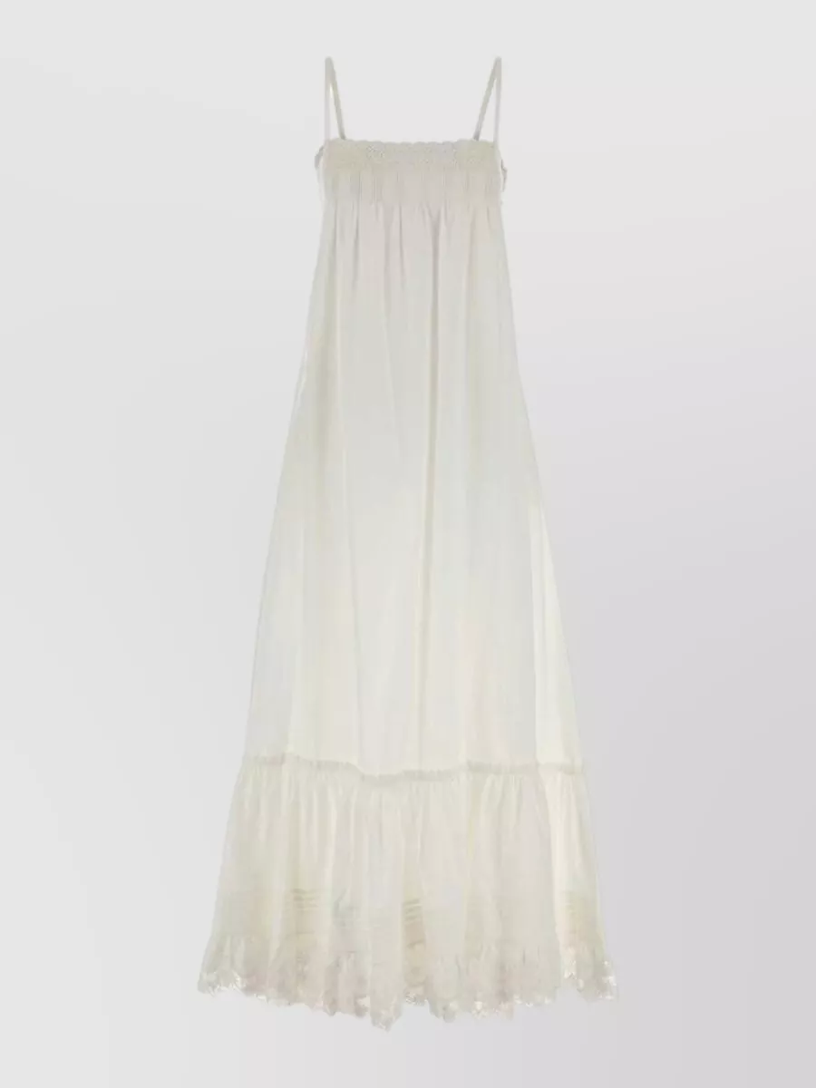 Saint Laurent Cotton lace-trim ruffled maxi dress