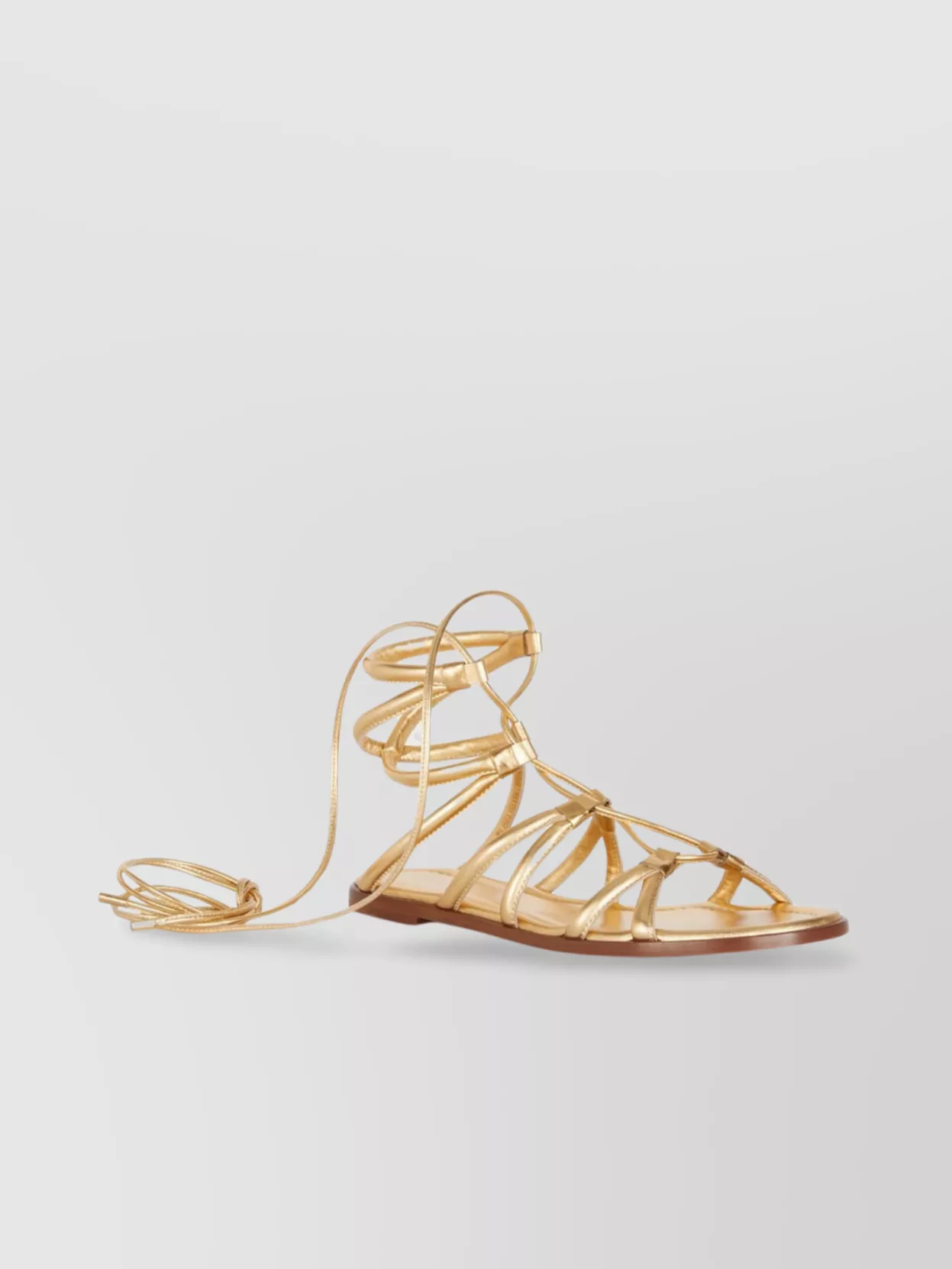 Shop Gianvito Rossi Flat Sole Open Toe Strappy Sandals In Neutrals