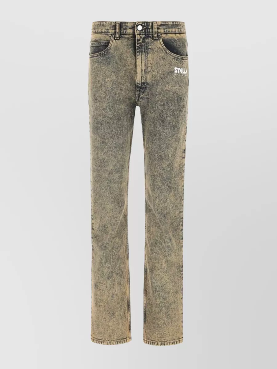 Shop Stella Mccartney Contrasting Denim Stretch Jeans In Brown