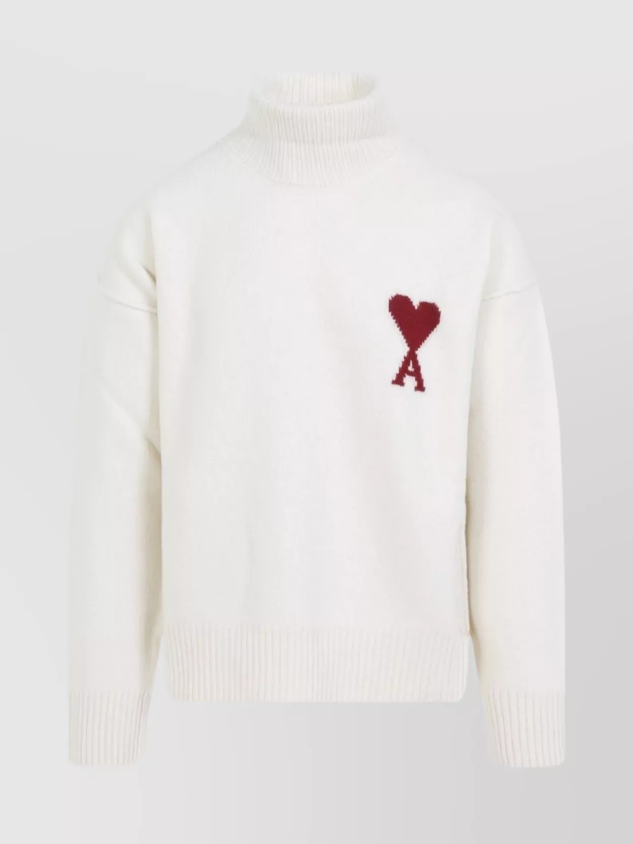 Ami Alexandre Mattiussi Ami Paris Turtleneck Sweater Ami De Coeur White Men In Animal Print