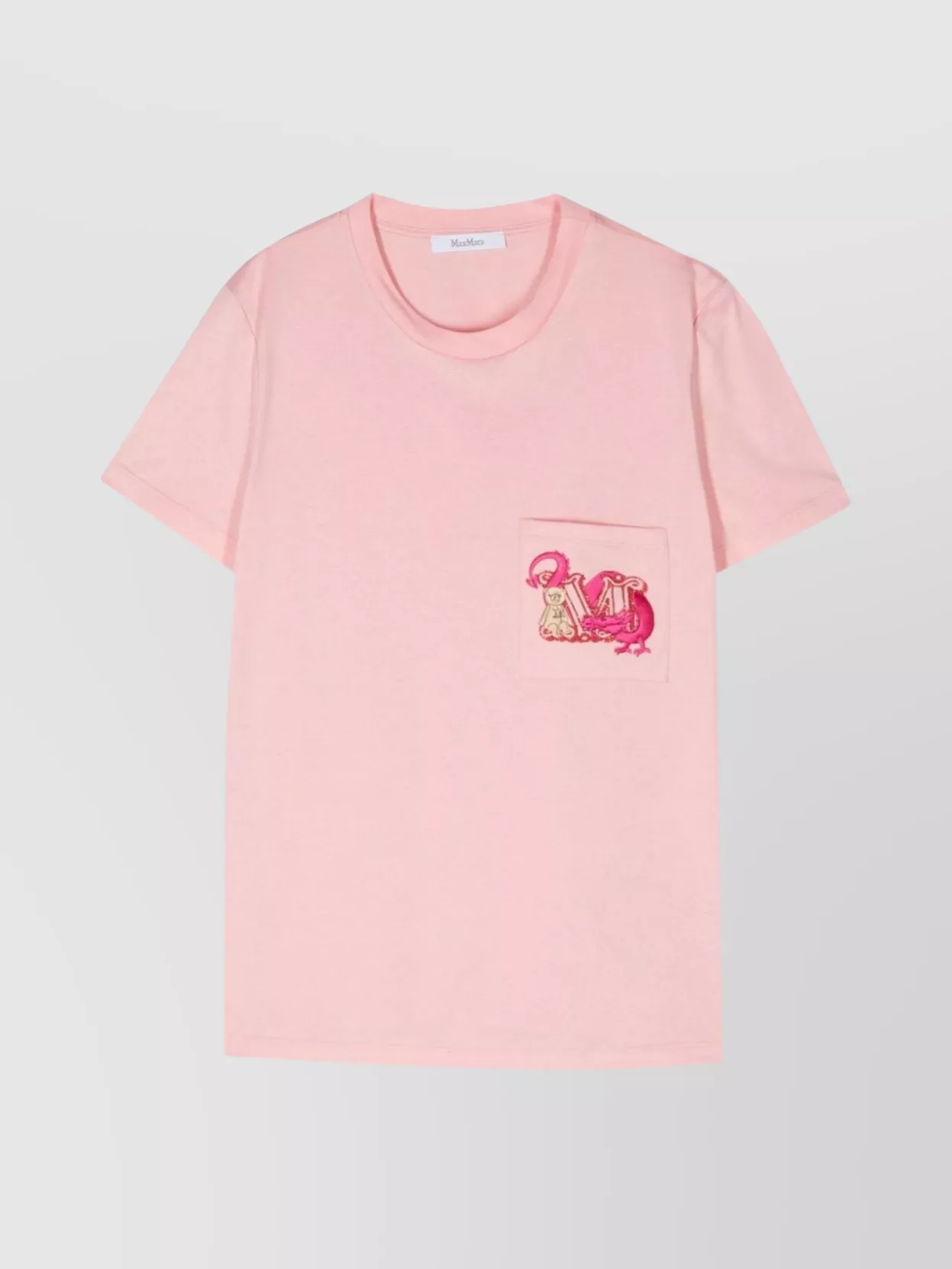 Max Mara Crew Neck Cotton T-shirt With Graphic Print In Pink