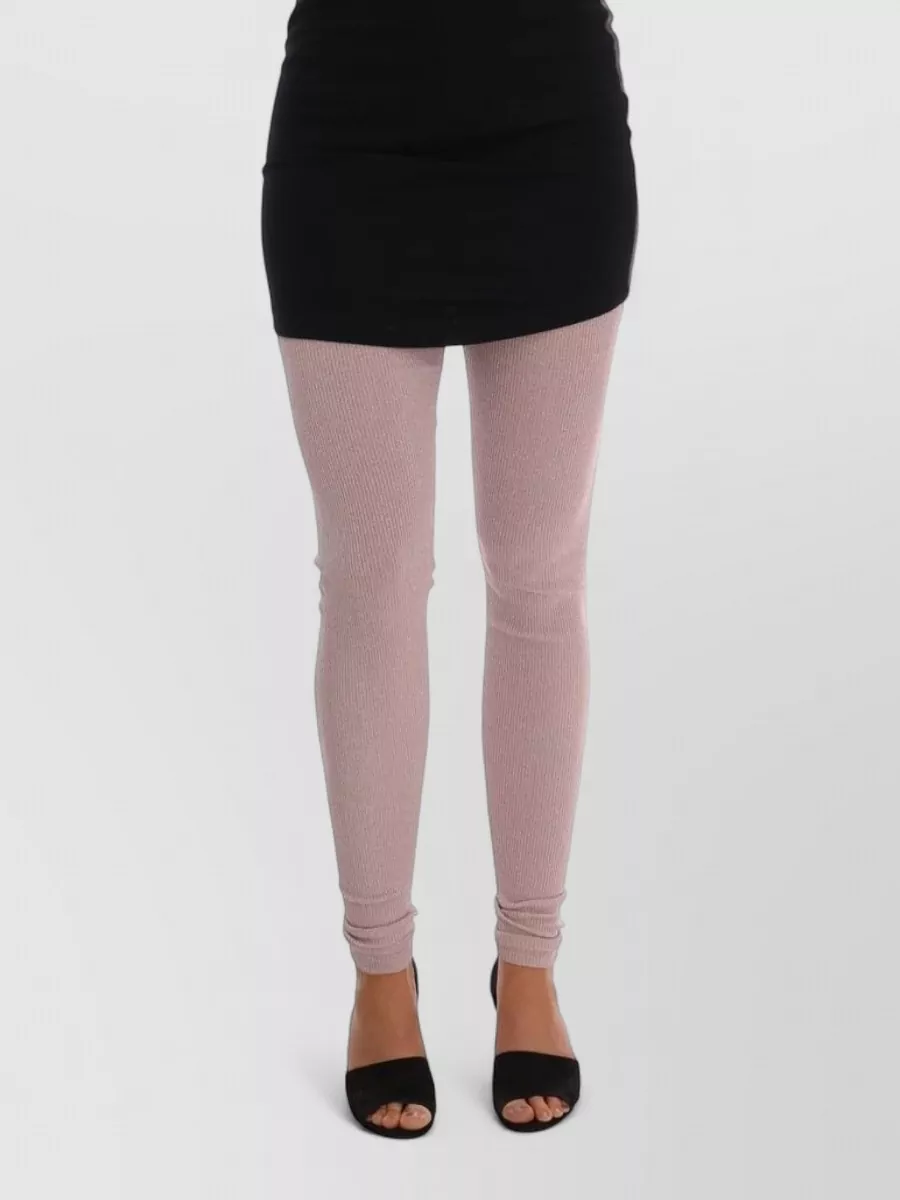 Dolce & Gabbana Stretch Waist Ribbed Knit Tights In Black