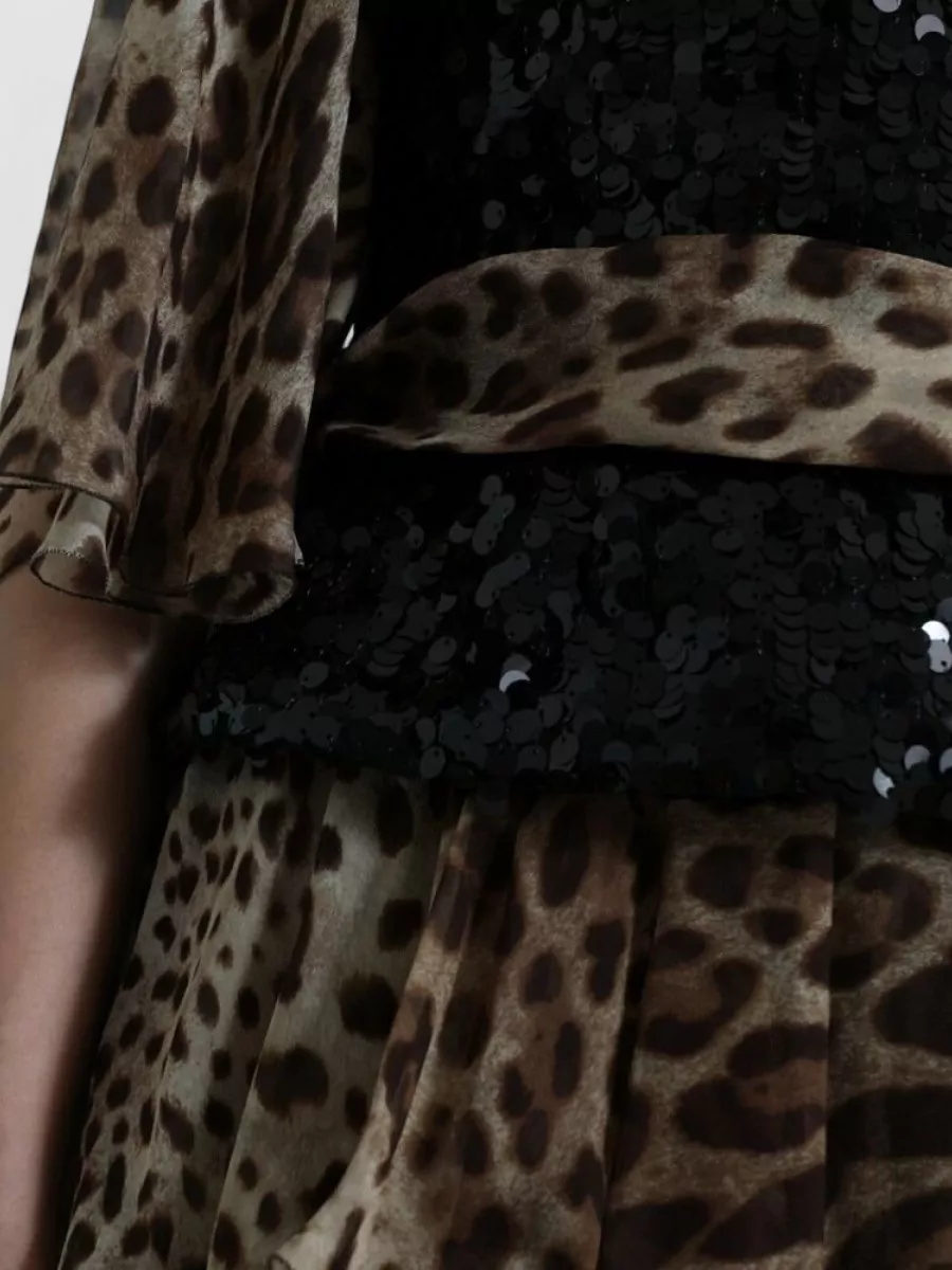 Dolce&Gabbana Silk Leopard-Print Sequined Tiered Maxi Dress