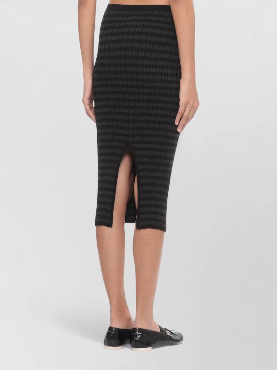 Mm6 Maison Margiela Ribbed Midi Skirt Rear Vent Hem
