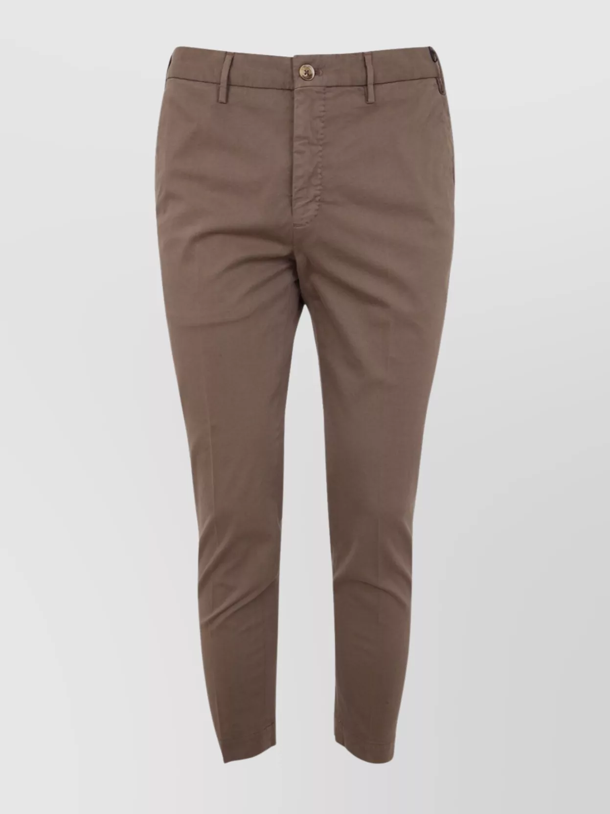Incotex Cropped Cotton Trousers Featuring Pockets In Brown