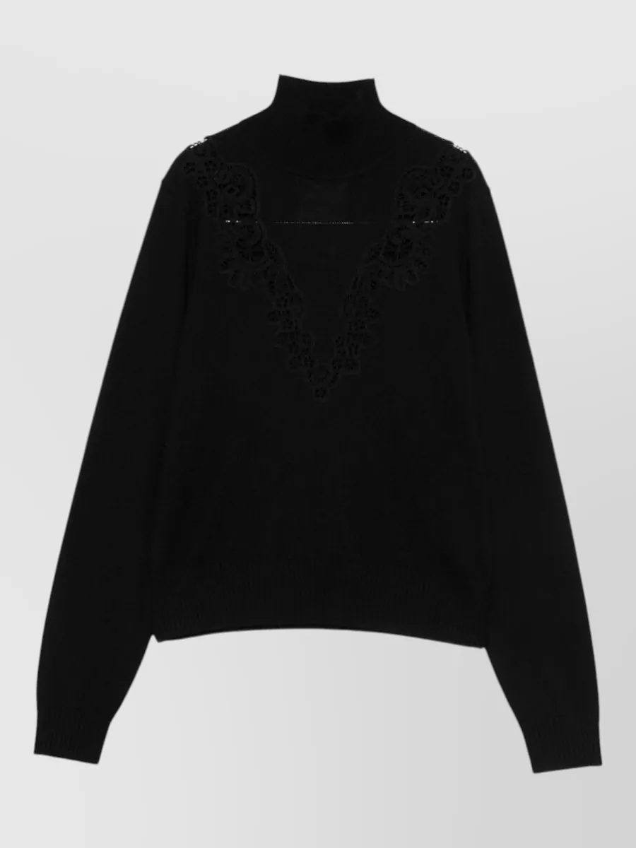 Zimmermann wool lace trim turtleneck sweater