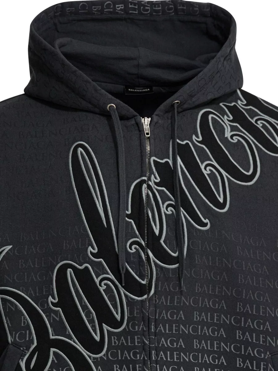 Balenciaga Logo B Hooded Sweatshirt Zip Front