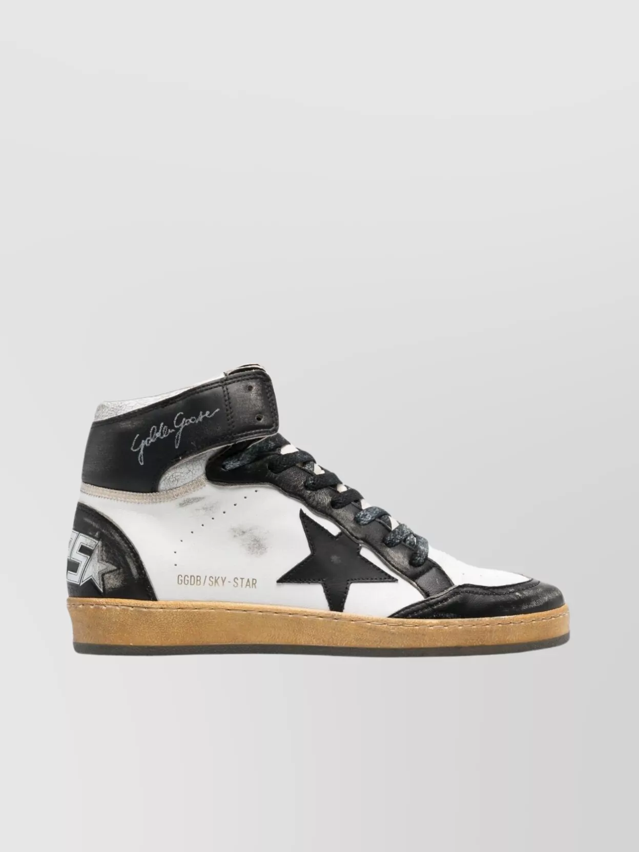 Golden Goose Sky-Star Leather High-Top Lace-Up Sneakers